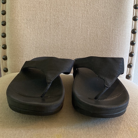 Fitflop Women’s LuLu Comet Wedge Sandals Slip On Toe Post Black Size 9 - Picture 11 of 12